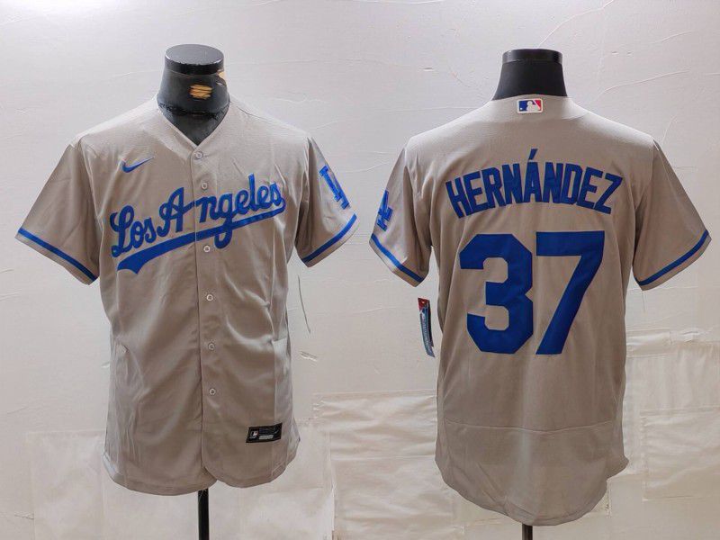Men Los Angeles Dodgers #37 Hernandez Grey Nike Elite 2024 MLB Jersey style 72611->los angeles dodgers->MLB Jersey